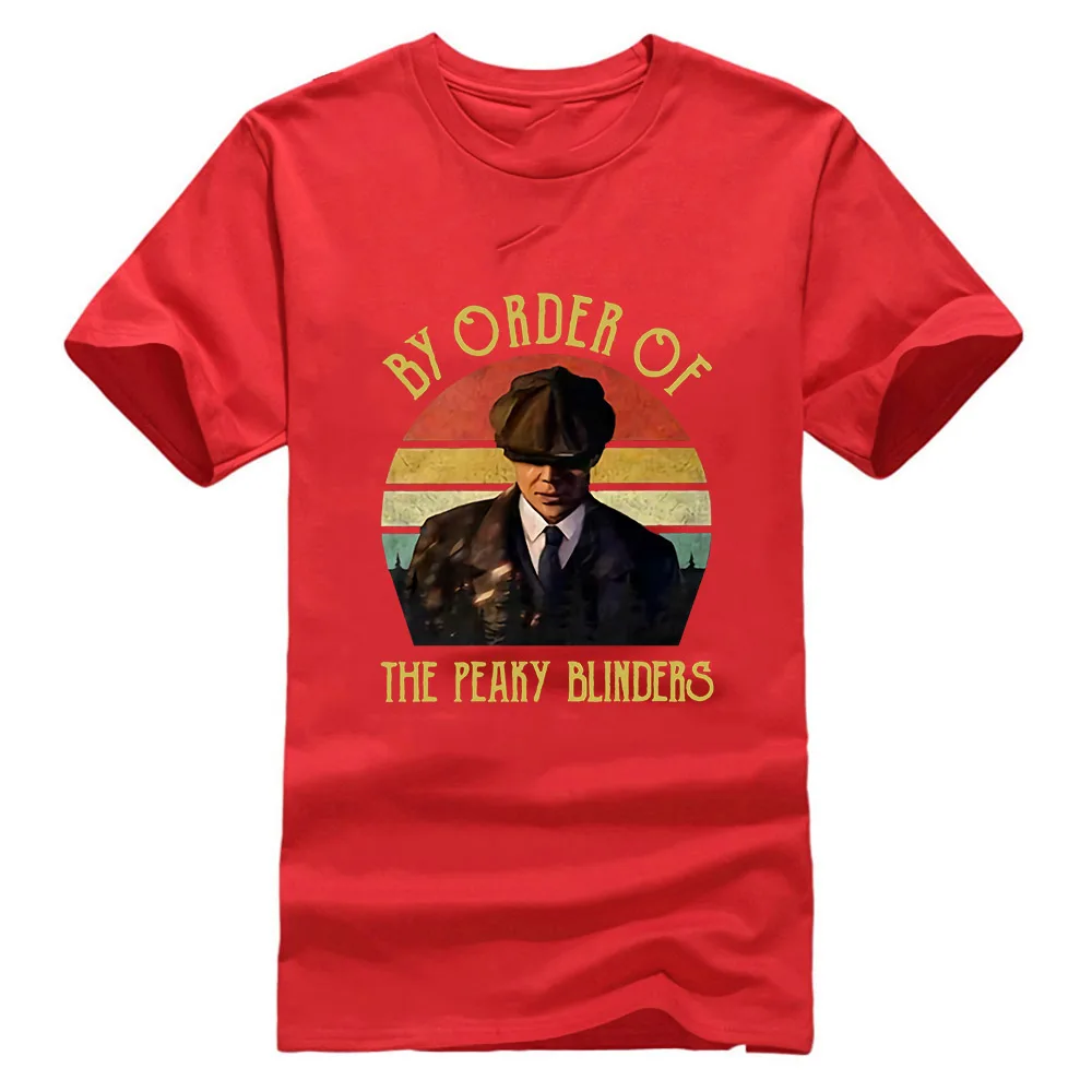 Arthur Shelby по заказу Peaky Blinders черная Хлопковая мужская S-6Xl Футболка с принтом на заказ - Цвет: Красный