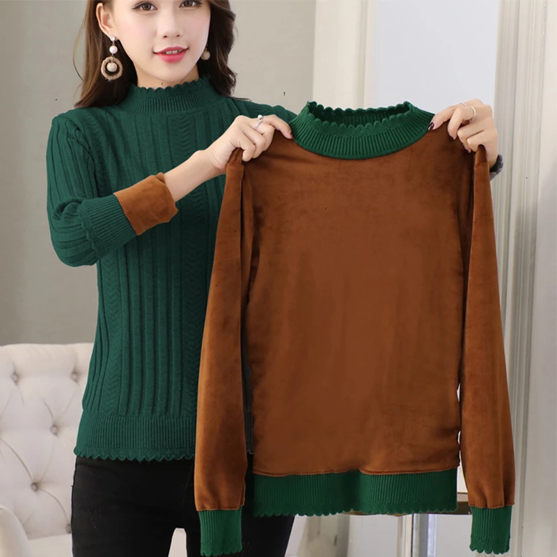 Женский вельветовый свитер Осень-зима 2019 приталенные пуловеры с