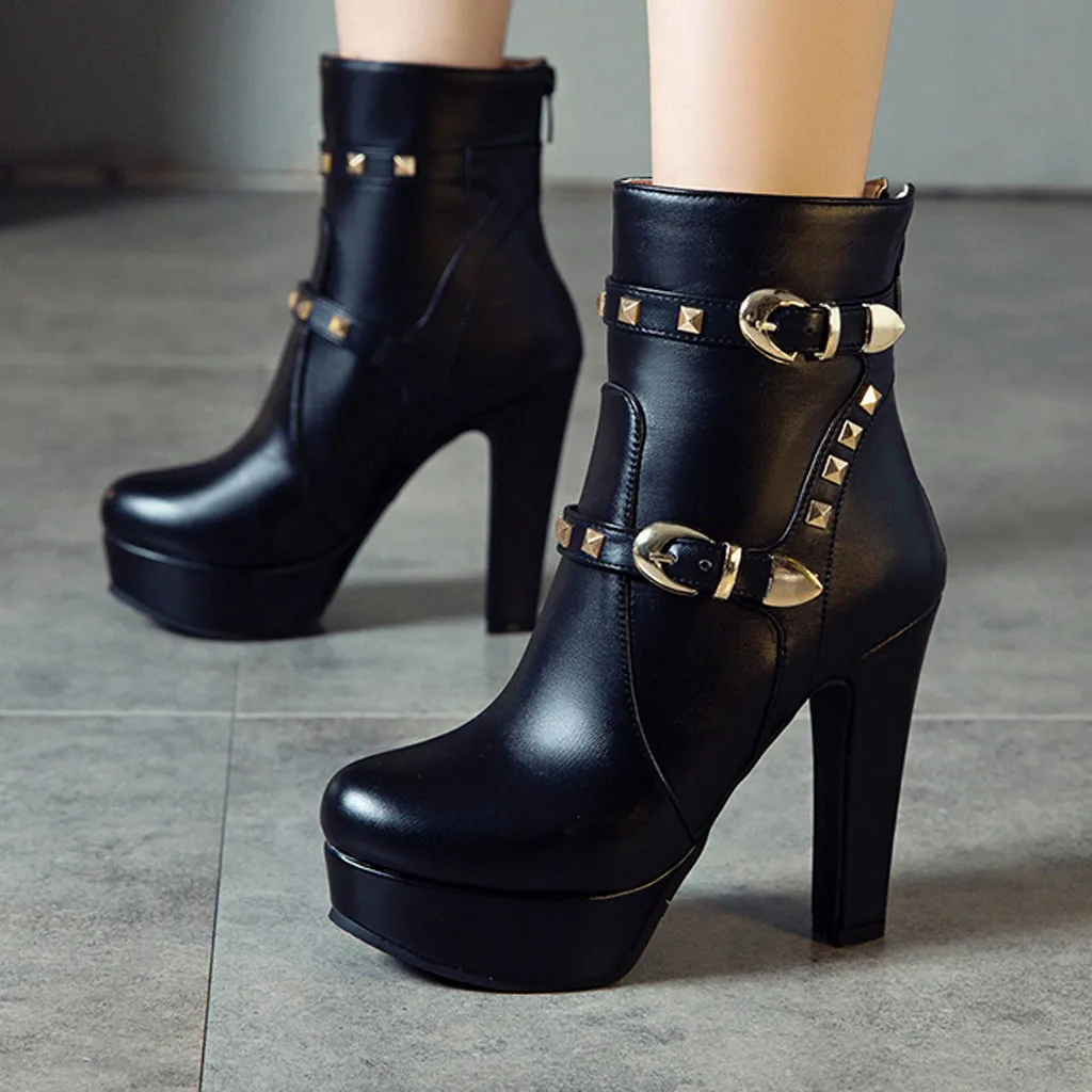 SAGACE/Женская обувь простые ботинки на толстом каблуке с круглым носком