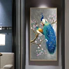 Современные животные красочные картины павлина на холсте скандинавские плакаты и принты настенные картины для гостиной украшения Куадрос