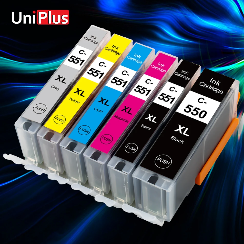 Сменный картридж UniPlus PGI550 CLI551 полный чернильный для принтера Canon 550xl 551xl PIXMA MG5450 MG5550