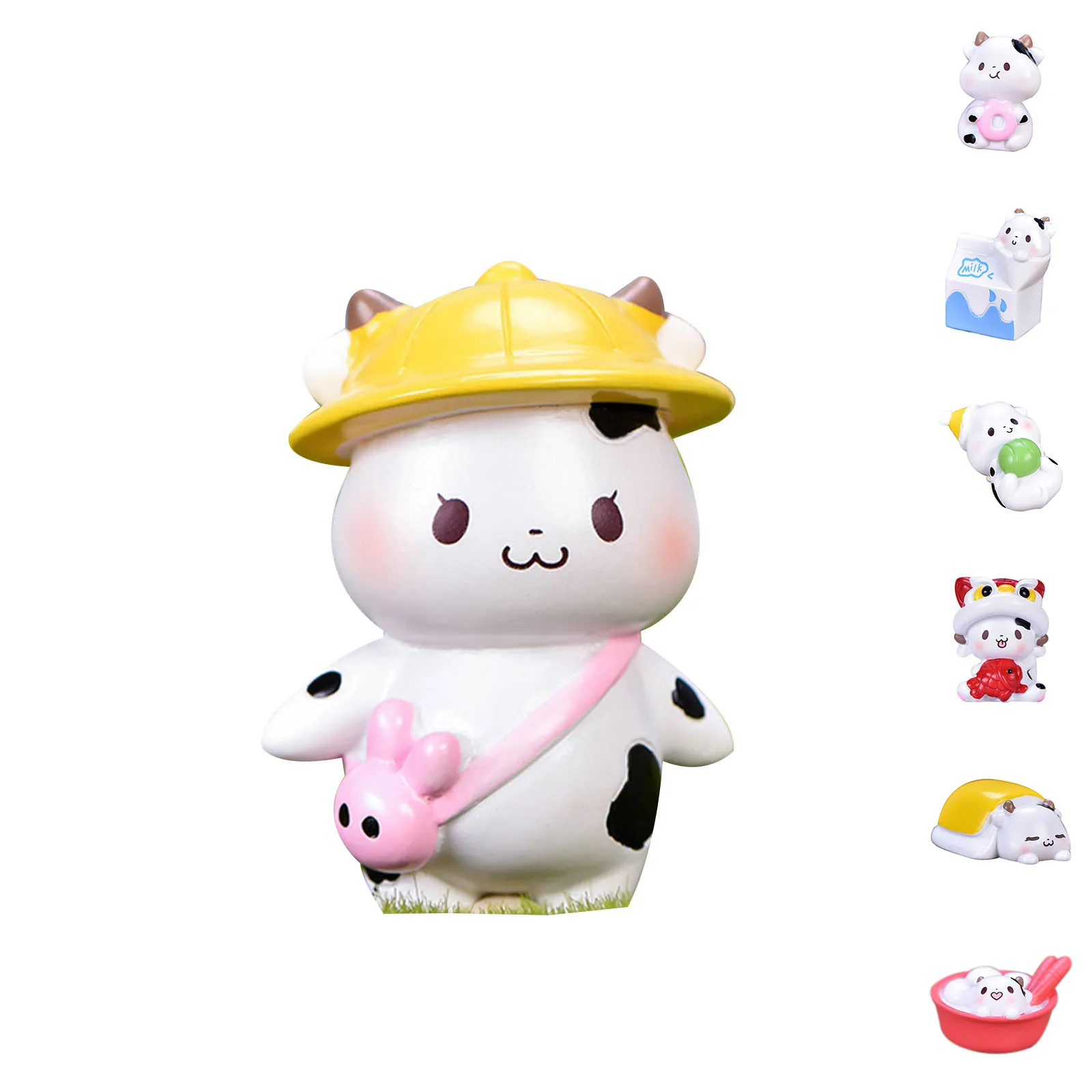 

Cute Creative Novel Animal Series Cartoon Cow Kawai Rabbit Home Living Room Children's Room Desktop Decorations Resin Ornaments
