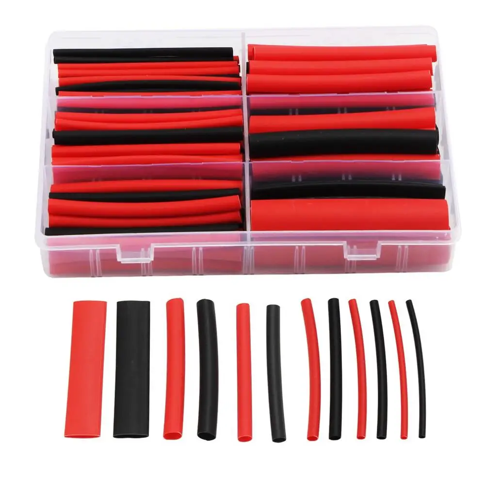 Комплект термоусадочных трубок с двойным настенным клеем 6 размеров 3:1 красный и