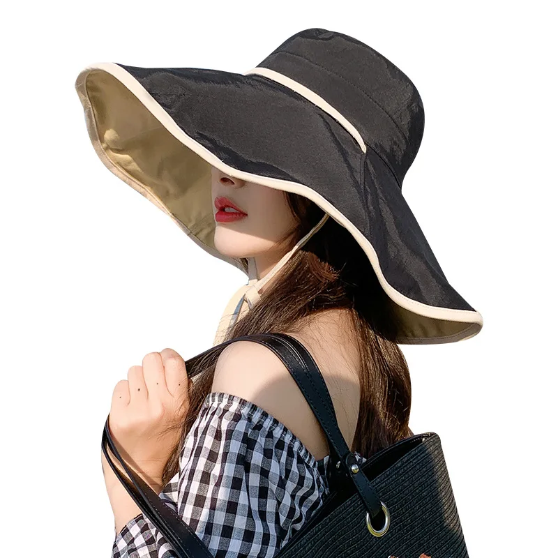 

2021 Summer Hat Women Big Wide Brim Beach Hat Sun Hat Foldable Sun Block Uv Protection Panama Hat Bone Chapeu Gorro Sunhat