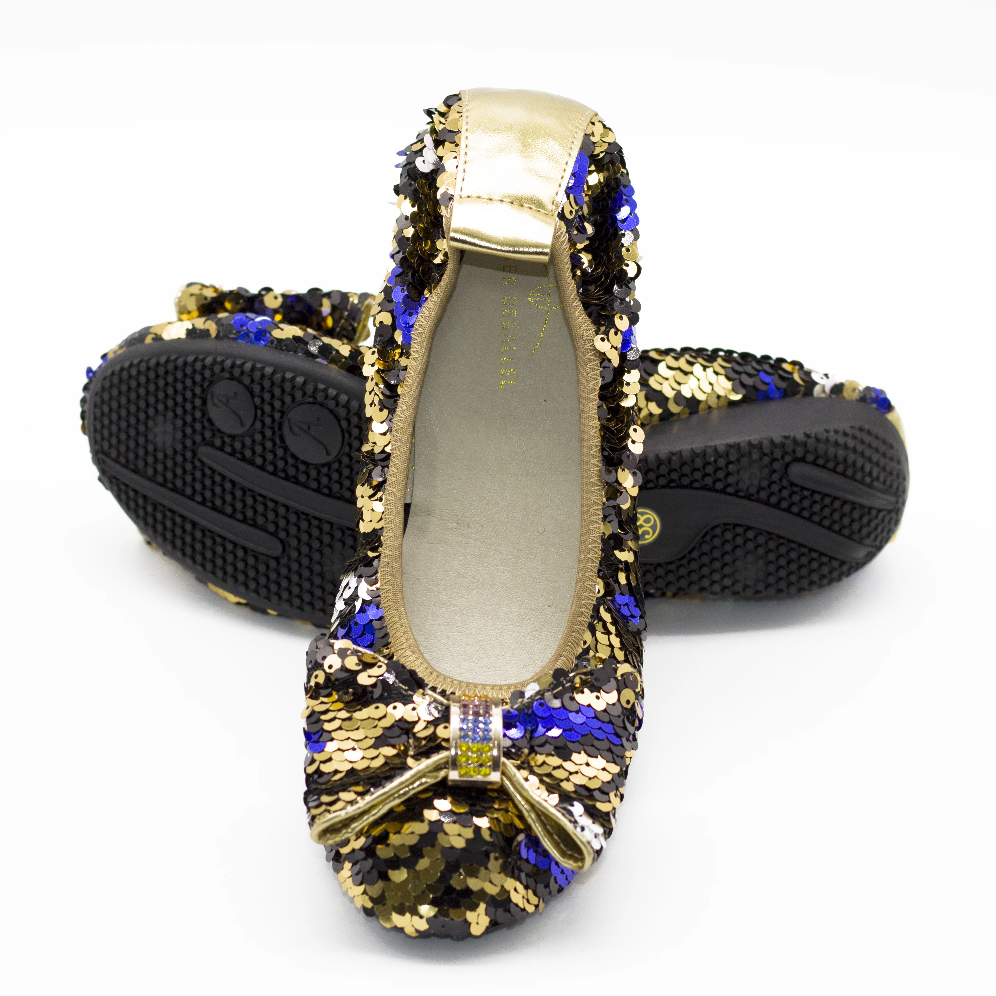 168-25 Colorful Sequined Women Ballet Flats Ballerina Shoes for Ladies Girls Comfort Cute Bow Wedding Dress Flat Banana Shoes