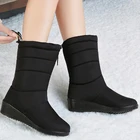 Женские зимние сапоги, водонепроницаемые сапоги до середины икры, меховые сапоги на танкетке, женские теплые сапоги на пуху, сапоги на платформе 2020