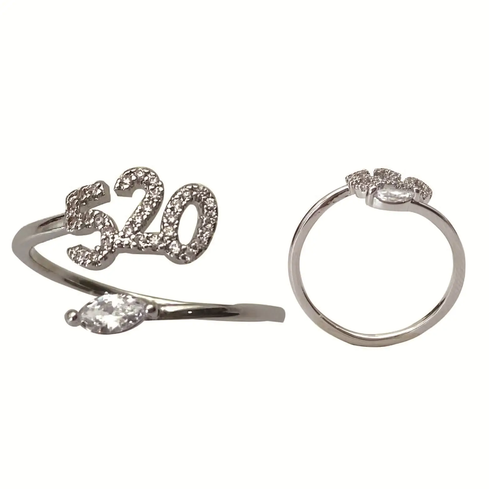 

520 Love Numbers Zircon Couple Matching Rings Romantic And Simple Adjustable Finger Ring Statement Together Forever Gift Of Fait
