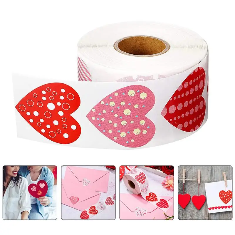 

1 Roll Valentine's Day Wedding Stickers Self-adhesive Heart Shaped Stickers