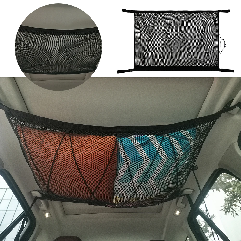 Черная сетчатая сумка для хранения на крыше автомобиля груза подвесной