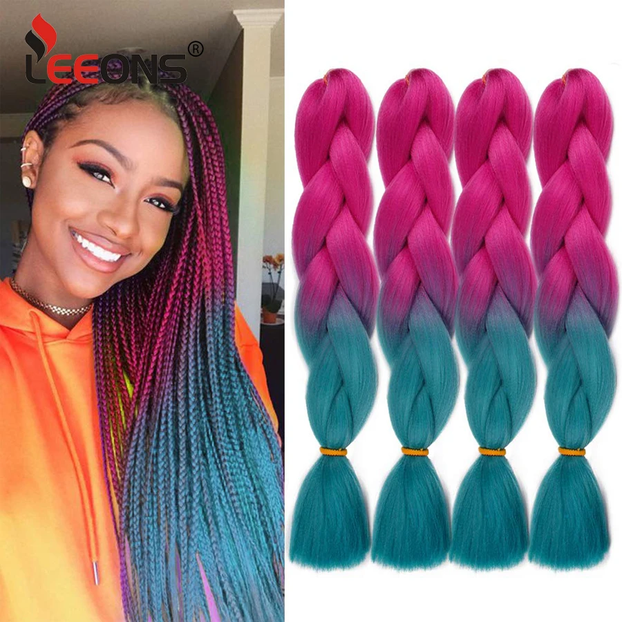 

Jumbo Braiding Hair Extensions High Temperature 24 Inch Ombre Synthetic Hair Multiple Tone Colored Jumbo Braid Hair 5Pcs/Lot