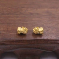 2pcs new solid pure 24k 3d yellow gold pendant women men mini pixiu baby bead 0 2 0 4g 7x4mm