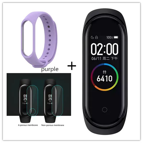 purple Xiaomi mi смарт-браслет 4, 3 цвета, AMOLED экран, mi Band 4, Smartband, фитнес-браслет, Bluetooth, спортивный, водонепроницаемый, SM - Цвет: purple