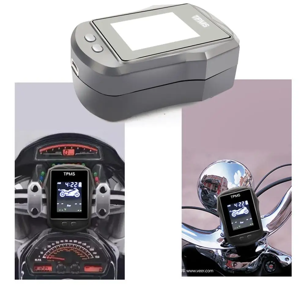 Мотоцикл TPMS Беспроводная система мониторинга температуры в шинах с ЖК-дисплеем 2