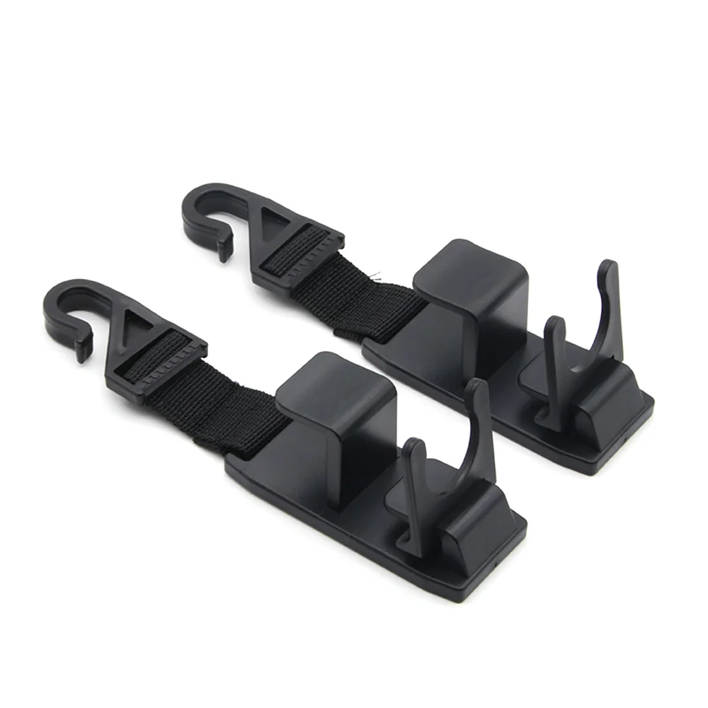 

2Pcs Universal Car Hanger Bag Organizer Hook Seat Headrest Holder Black Accessory Clip Cloth Grocery Storage Auto Fastener