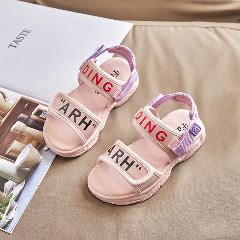 

Boys Sports Sandals 2022 Summer New Children's Elastic Breathable Beach Sandals Simple Soft-soled Casual Shoes for Girls Fashion