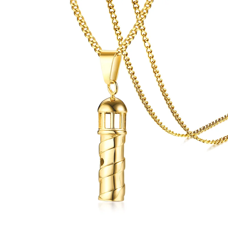 

Ожерелье из нержавеющей стали, ожерелье из нержавеющей стали золотого цвета с подвеской-маяком, подарок для мужчин, 2019