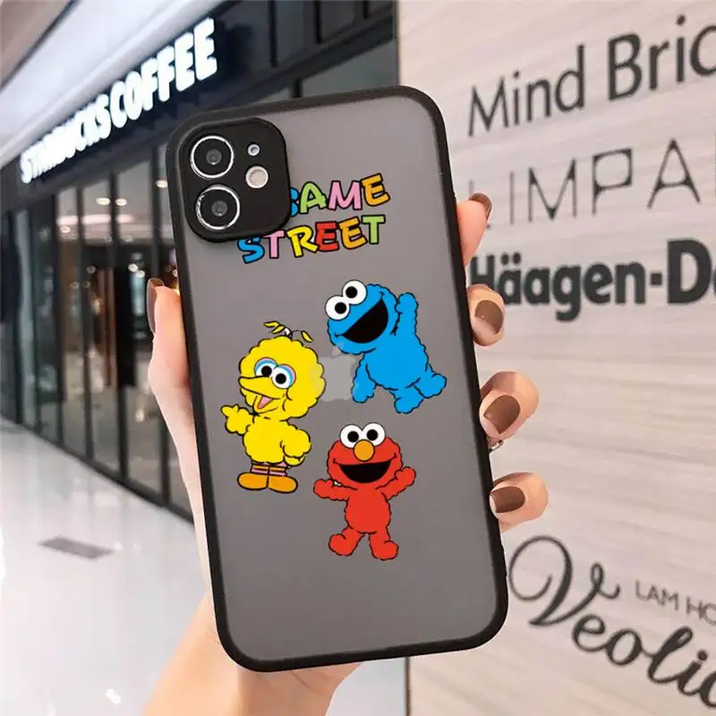 

Cute cartoon Sesame Street Phone Case Matte Transparent for iPhone 7 8 11 12 s mini pro X XS XR MAX Plus cover funda