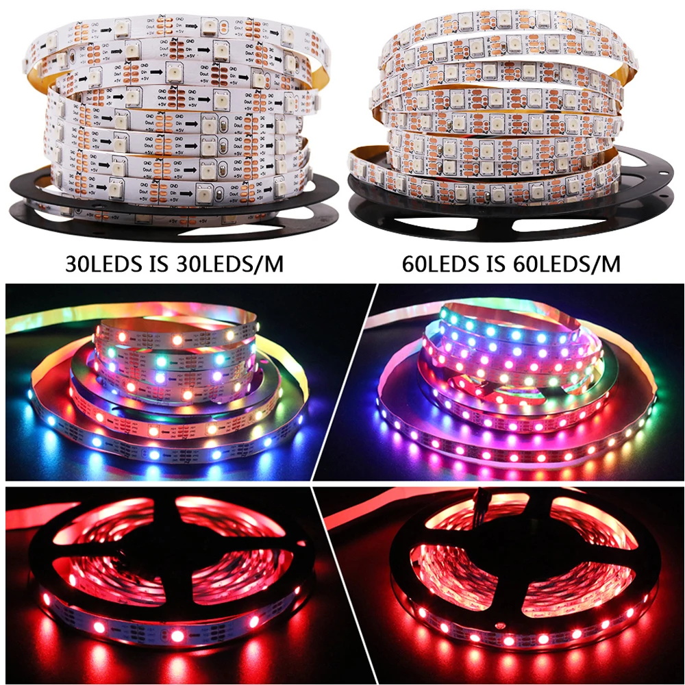 DIY окружающей среды DC 5V WS2812B USB Светодиодные ленты RGB полный Цвет HD ТВ компьютерный