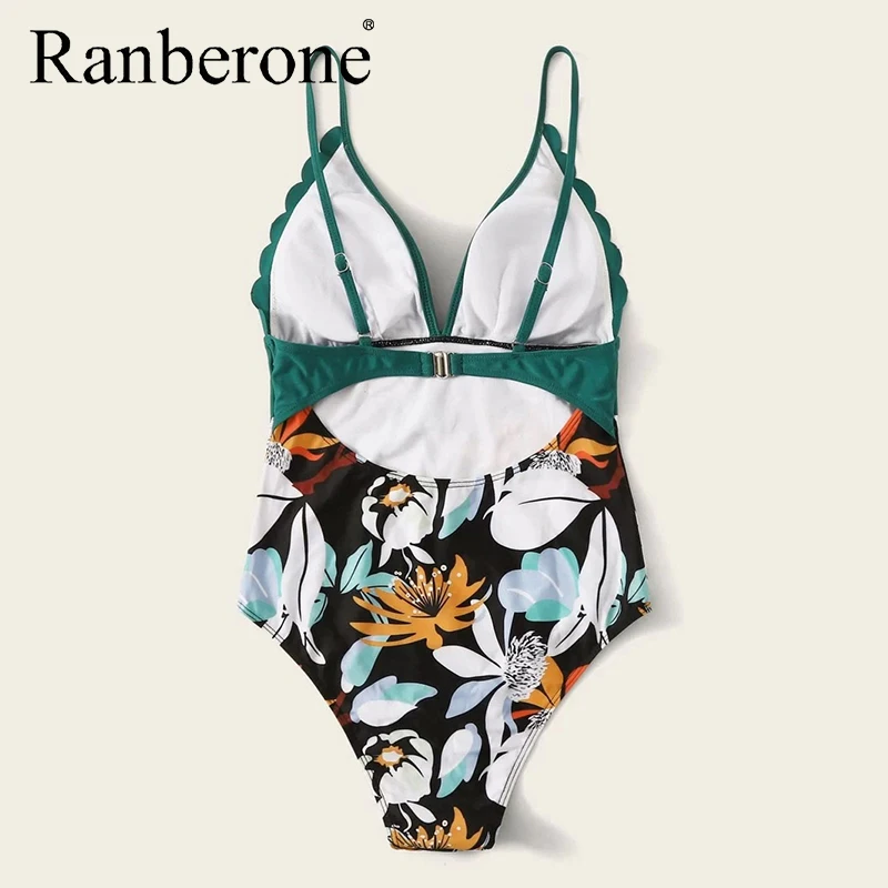 2020 Sexy Ruffle Swimwear Women Deep-V Bathing Suits One Piece Swimsuit Push Up Beach Wear Back Buckle Women Sports Swim Suit