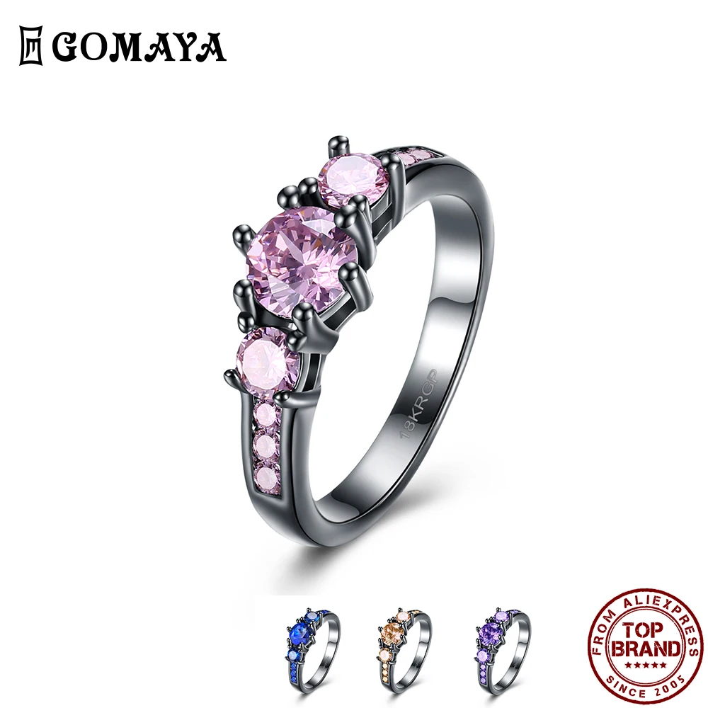 

GOMAYA Fashion Romantic Rings For Women Round Shaped Clear Zircon Finger Ring Party Birthday Jewelry Gift To Girlfriend Hot Sale