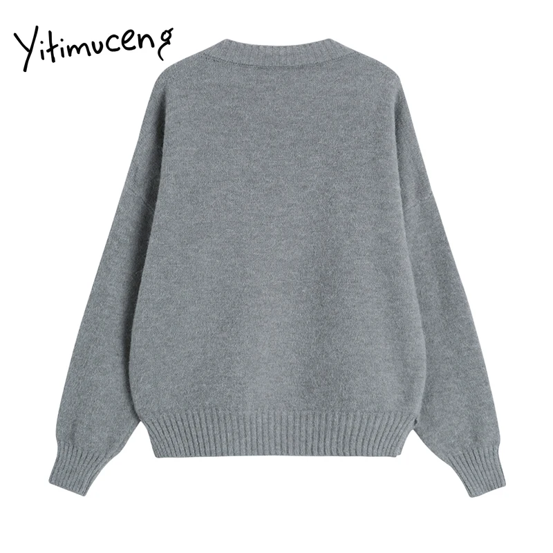 Свитер Yitimuceng с высоким воротником Женский вязаный Топ длинным рукавом зимняя