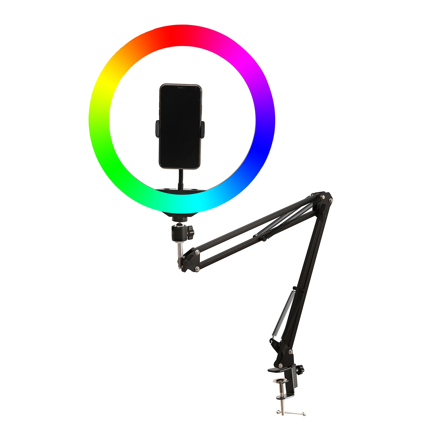 Selfie Light 26cm 33cm Ring RGB Lamp With Long Arm Desktop Tablet For Phone Video Live Overhead shooting Manicure