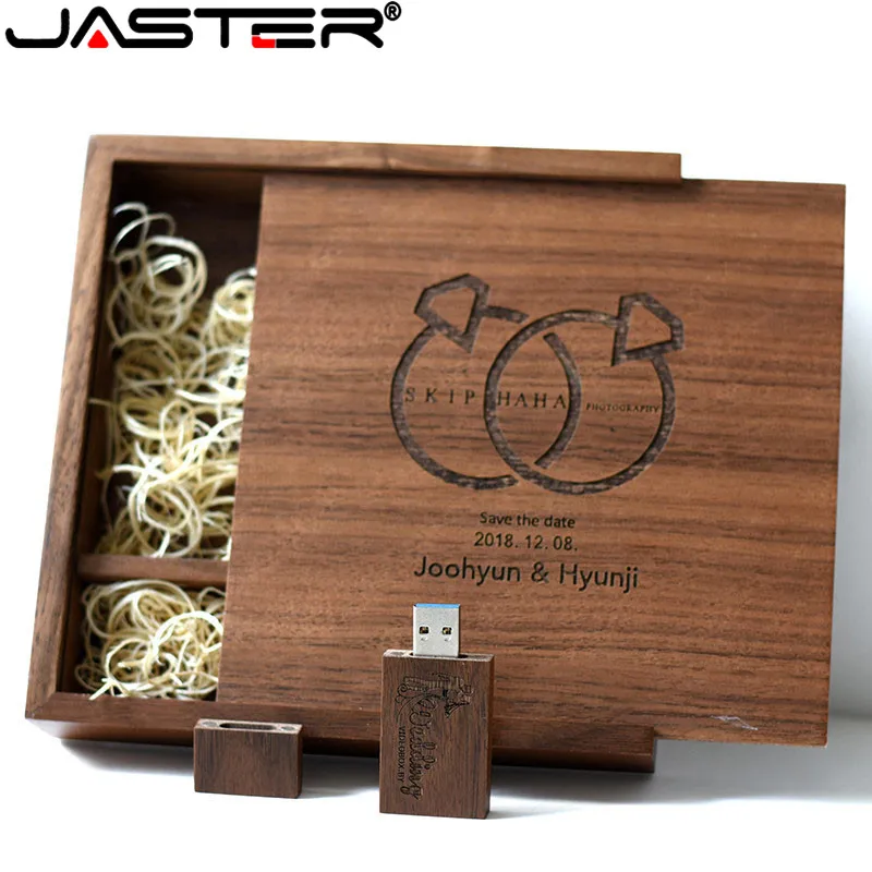 Фотоальбом JASTER (10 шт. с бесплатным логотипом) уникальный из орехового дерева USB +