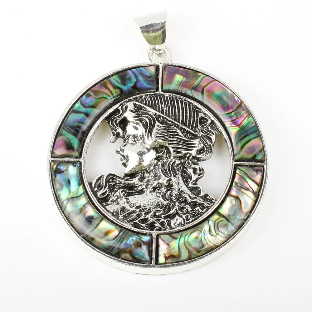 

Natural Abalone Shell Colored Oval Human Head Pendant Women's Fashionable Wild For Jewelry DIY Necklace Earrings Accessories