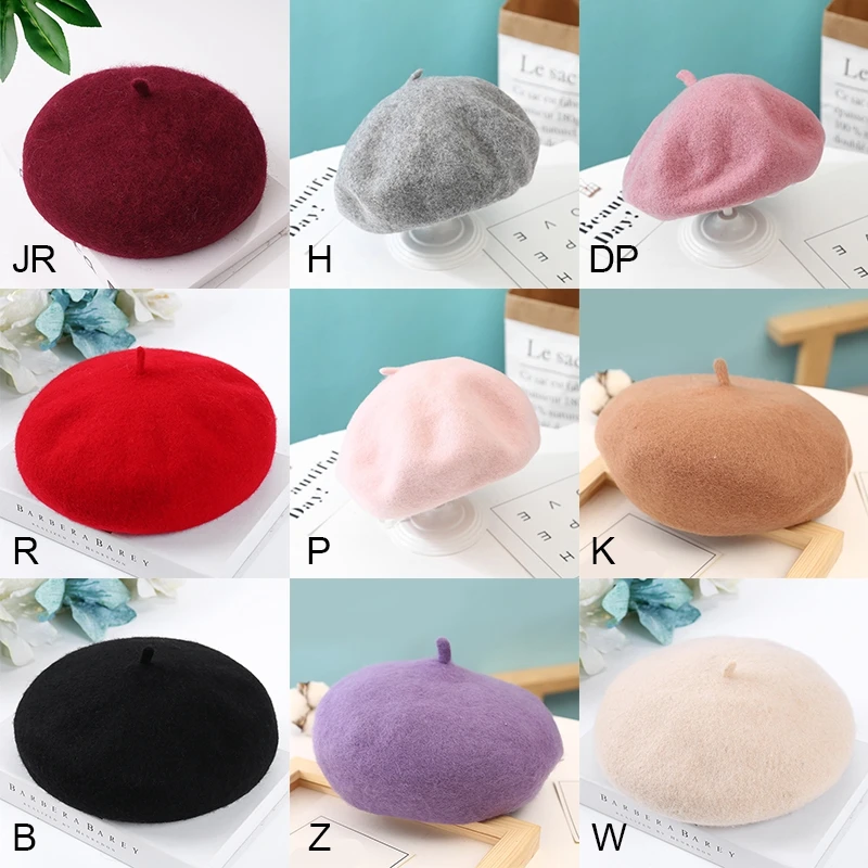 

Autumn And Winter Fashion Wool Baby Hat for Girls Candy Color Elastic Infant Baby Beret Hat Kids Caps for Girls 2-4 Years 1 PC