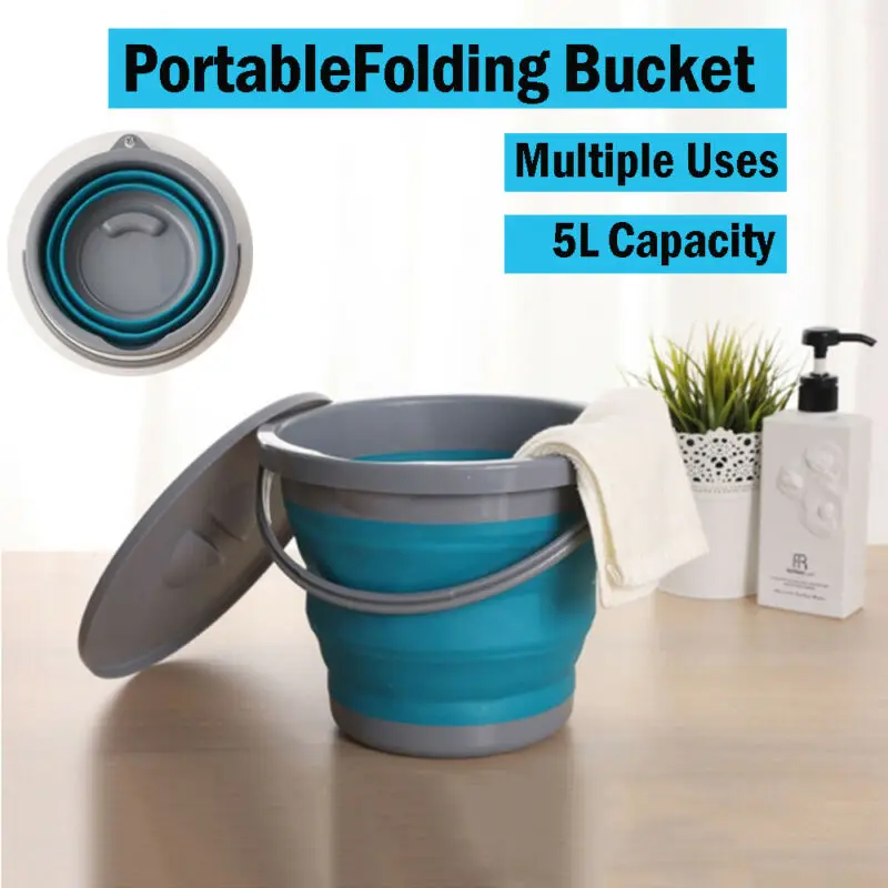 5L Foldaway Folding Bucket Camping Fishing Travel Cleaning Collapsible Carry | Дом и сад