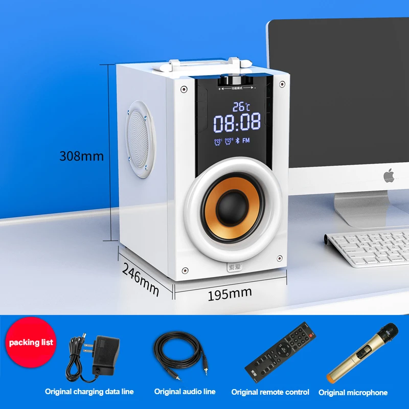 with Mic 2200 мАч 5 дюймов Большой Штекер колонки Беспроводной Bluetooth динамик портативный открытый с 3 драйверами стерео громкий динамик Поддержка FM TF Q32 - Цвет: with Mic
