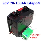 GTK водонепроницаемый Lifepo4 36V 20Ah 40Ah 60Ah 80Ah 100ah литиевый аккумулятор bms для электровелосипеда, троллинга, Инвертор солнечной энергии + зарядное устройство