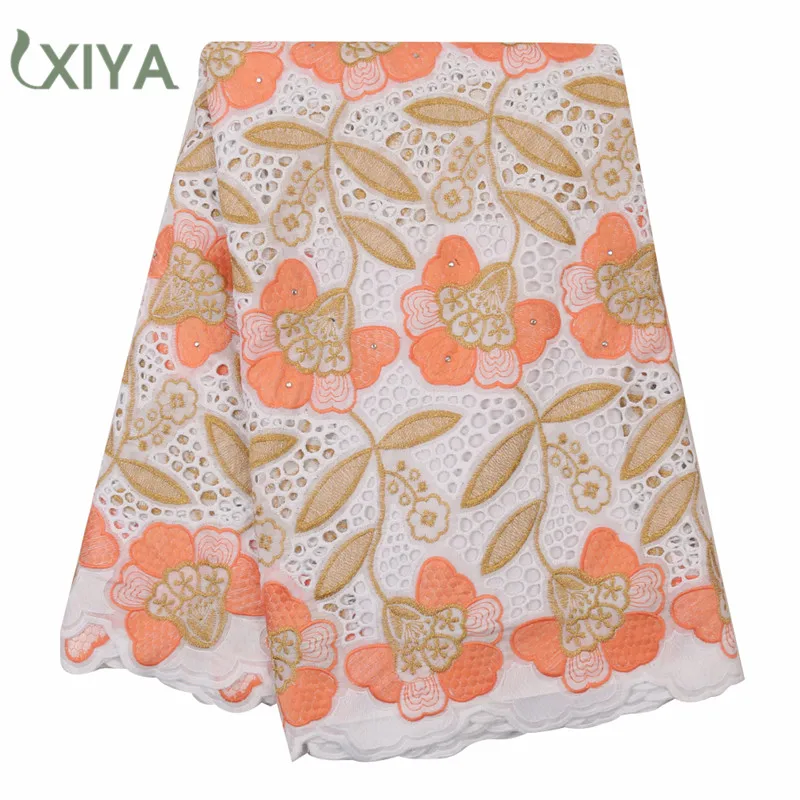 

African Dry Lace Fabric 2020 High Quality Cotton Lace Fabrics with Stones Embroidered Flower Pattern Voile Lace Fabric APW3165B