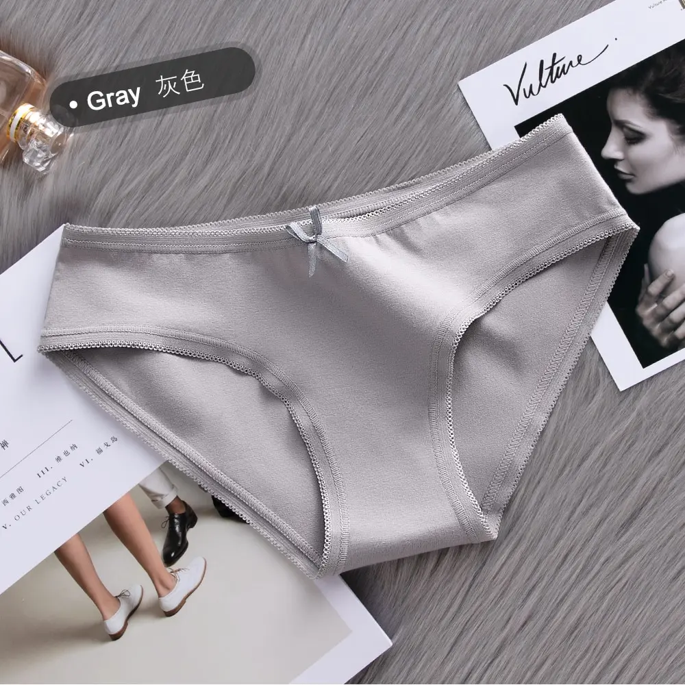 Однотонное Серое Женское нижнее белье 4 шт./лот мягкие эластичные хлопковые трусы