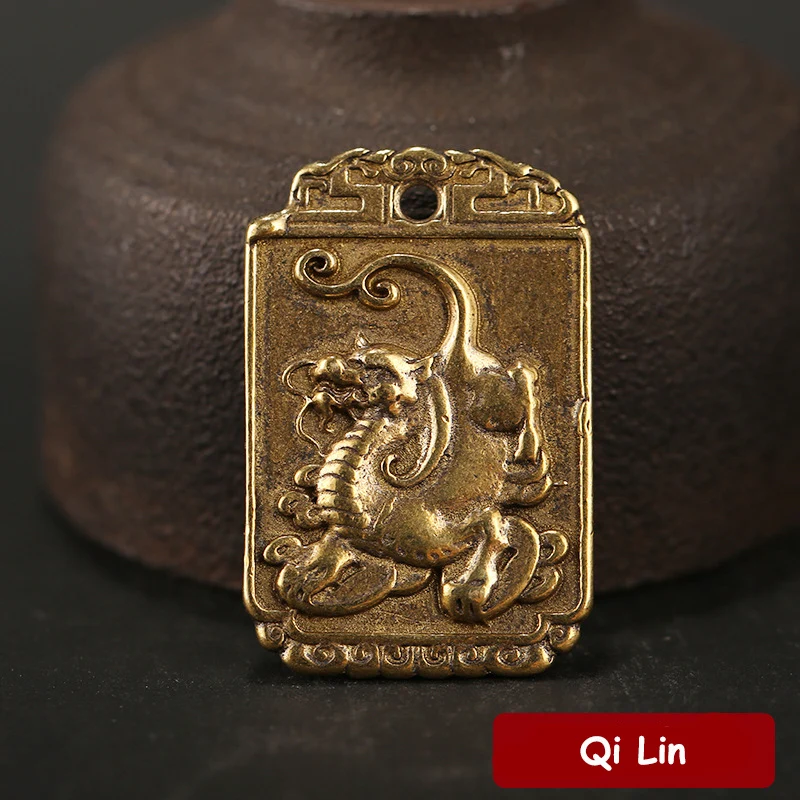 Винтажные латунные брелоки с изображением дракона Феникса цина Лина подвеска