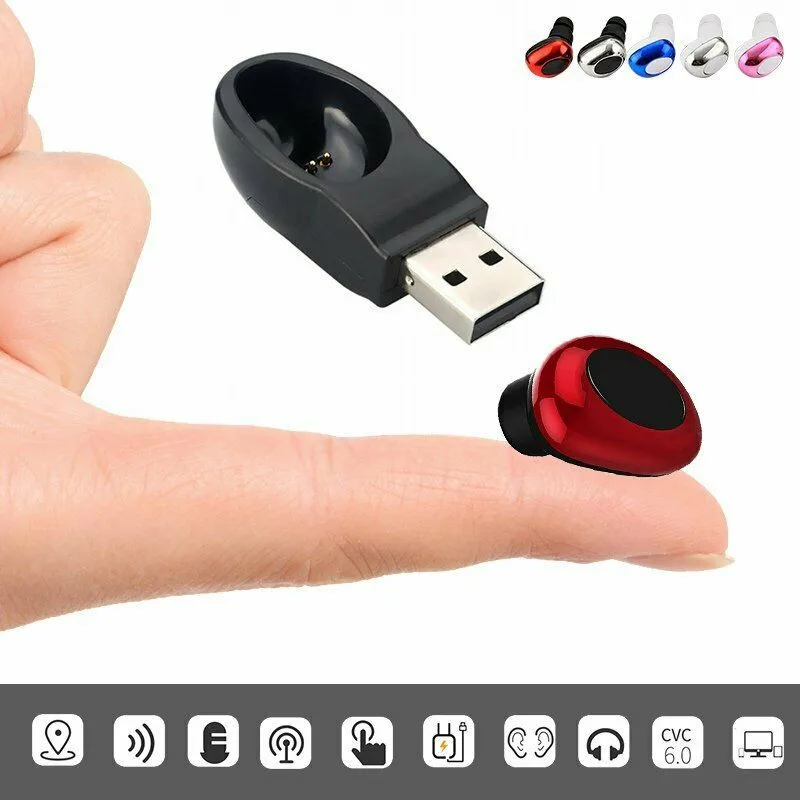 Одиночные Мини Bluetooth наушники с шумоподавлением Беспроводные в ухо usb зарядка