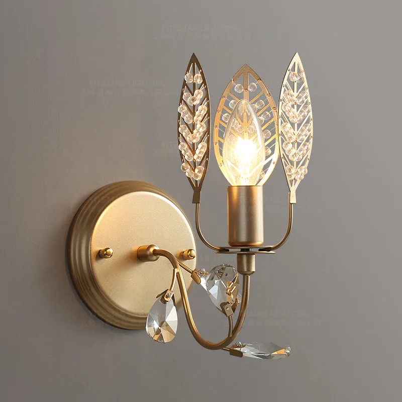 Настенный светильник с золотыми листьями роскошные уникальные настенные бра