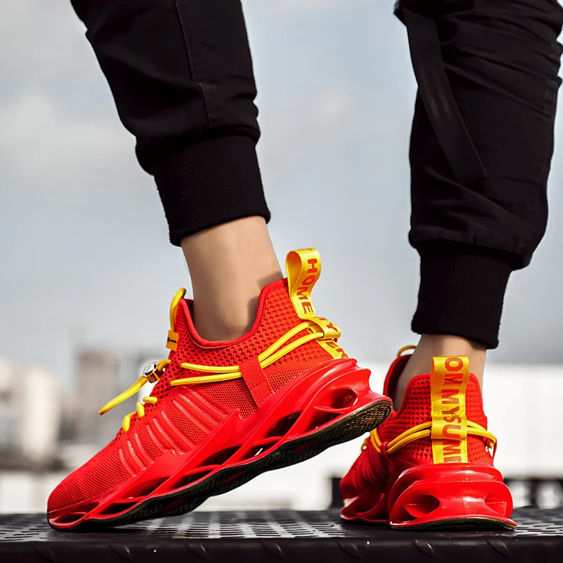 Mens Athletic Walking Running Shoes Blade Sneakers Mesh Training Sport Trail Running Shoes for Man Jogging Non Slip Tennis Shoe