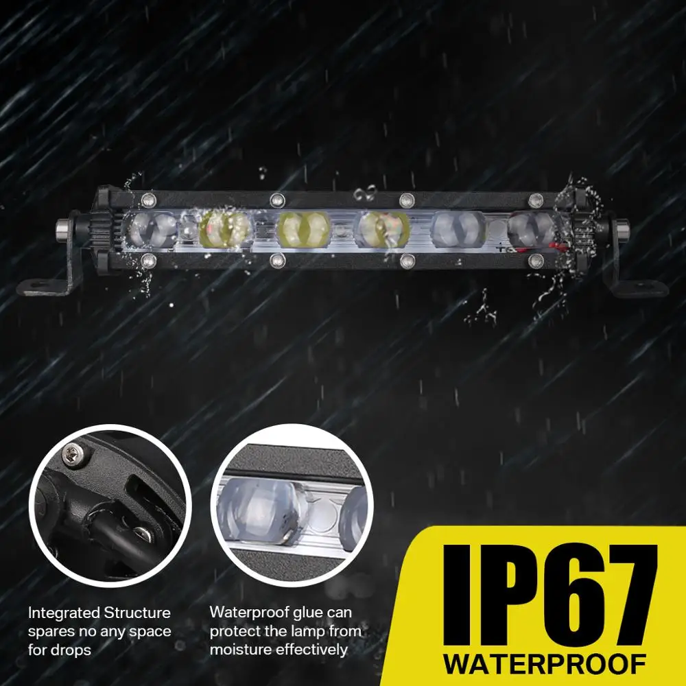 7 дюймов 18 Вт светодиодный тонкий кожаный чехол с Рабочий светильник бар