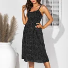 Новое платье, лето 2021, модные женские повседневные свободные платья, однотонное платье на бретелях с высокой талией для отдыха