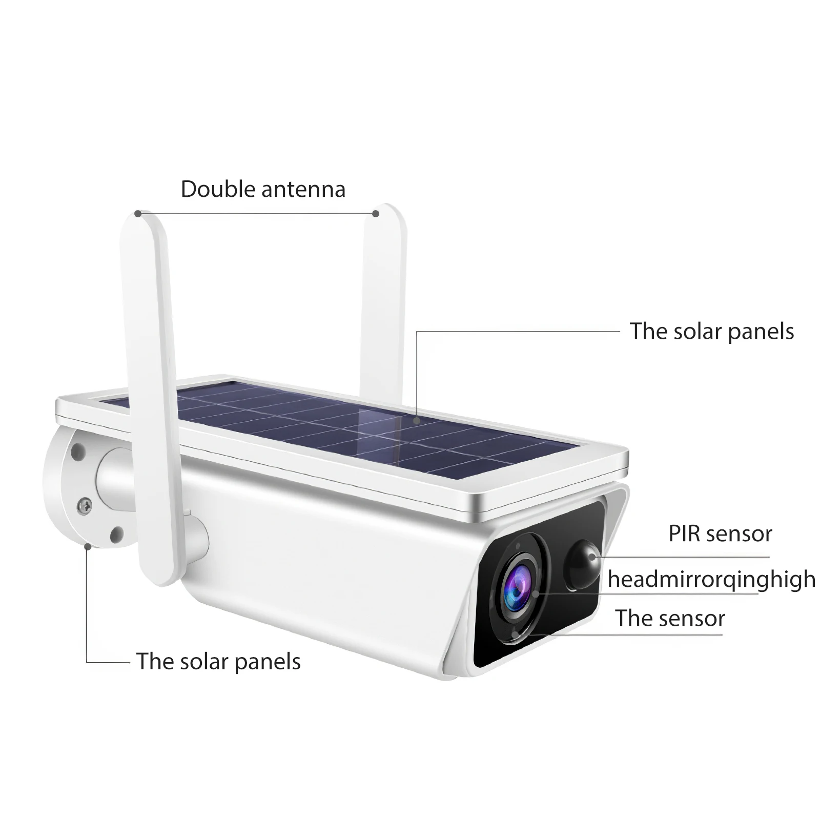 

Solar Security Camera Solar Powered Support 2D/3D Noise Reduction 2 Million High-Definition Pixels Warming Multi-Function