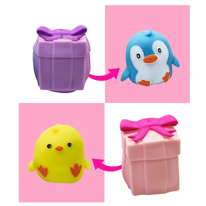 

Kawaii Squeeze Cute Soft Hedgehog Frog Chick Penguin Slow Rising Stress Relief Squeeze Deformed Toy Children Adult Flip Gift Box