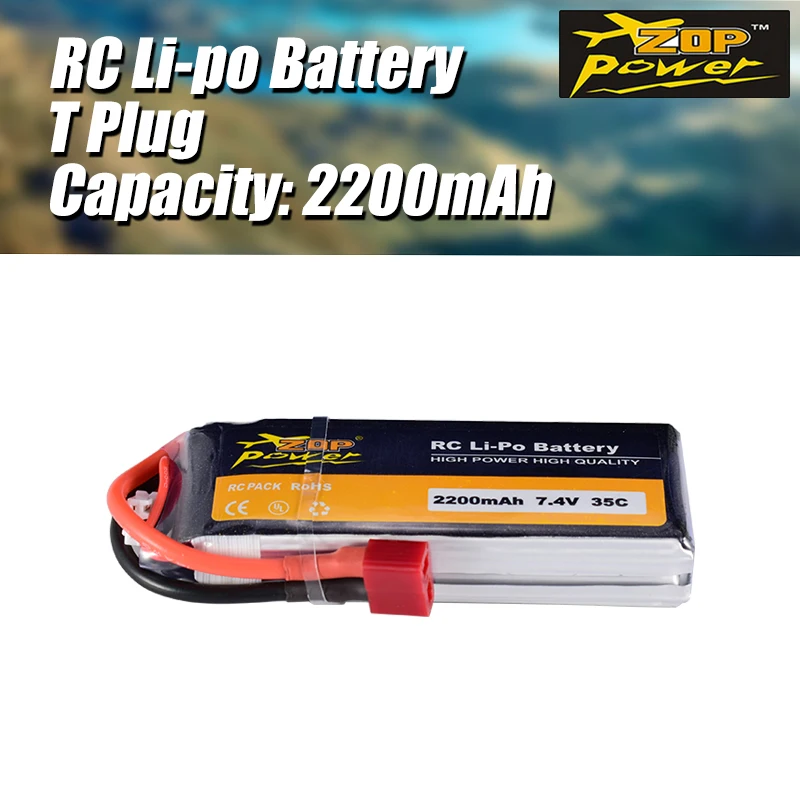 Запасная батарея ZOP Power 7 4 В 2200 мАч 35C 2S Lipo T Plug для радиоуправляемого гоночного