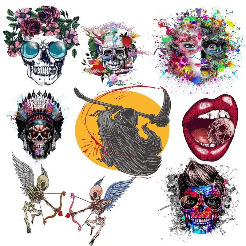 

Модные патчи в стиле панк, патчи в виде черепа, патчи для одежды, патчи для одежды, Аппликации для футболки, виниловые аксессуары