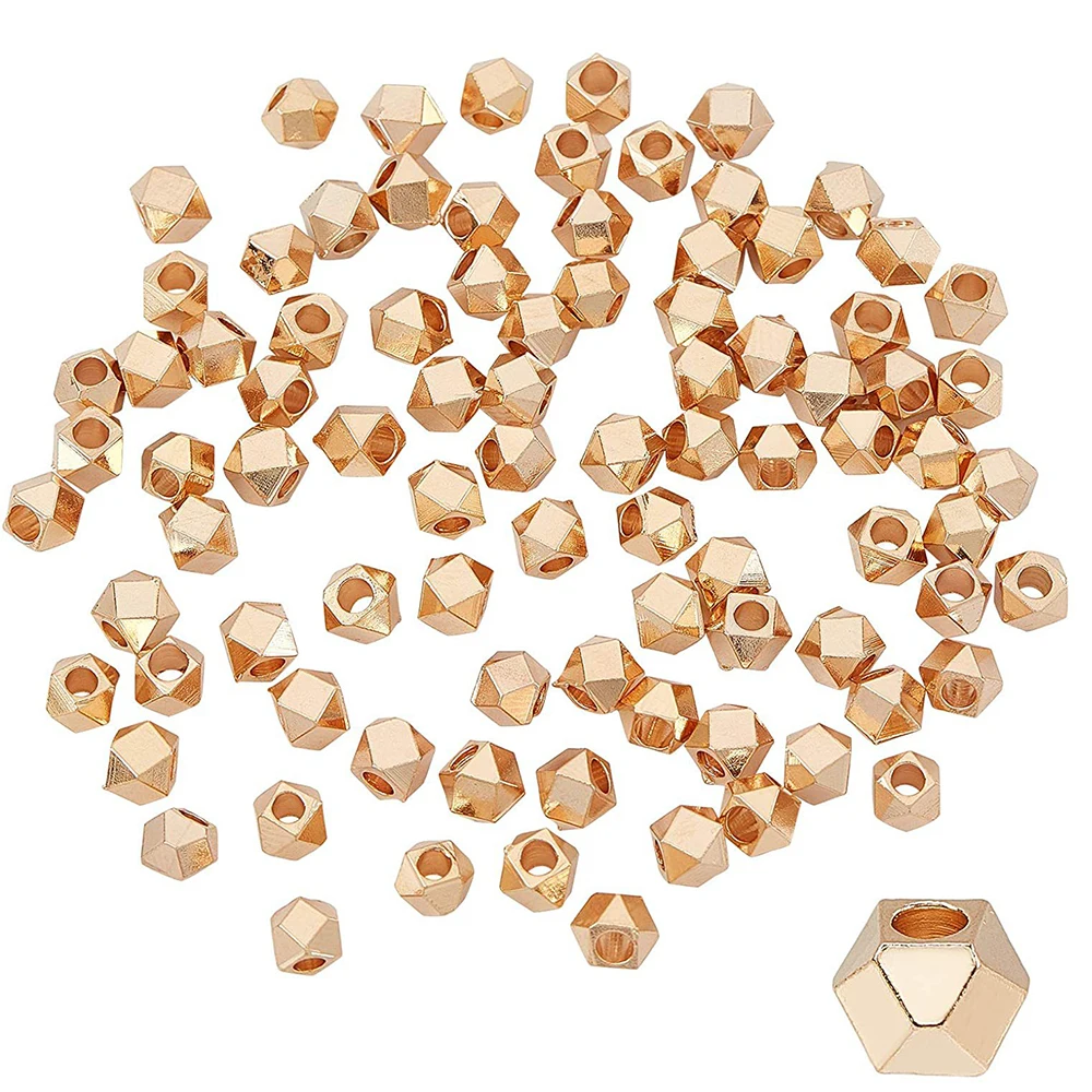 

200pcs CCB Plated Square Cuboid Seed Spaced Bead 6mm Gold Color Spacer Beads for DIY Beading Jewelry Making Accessories Supplies