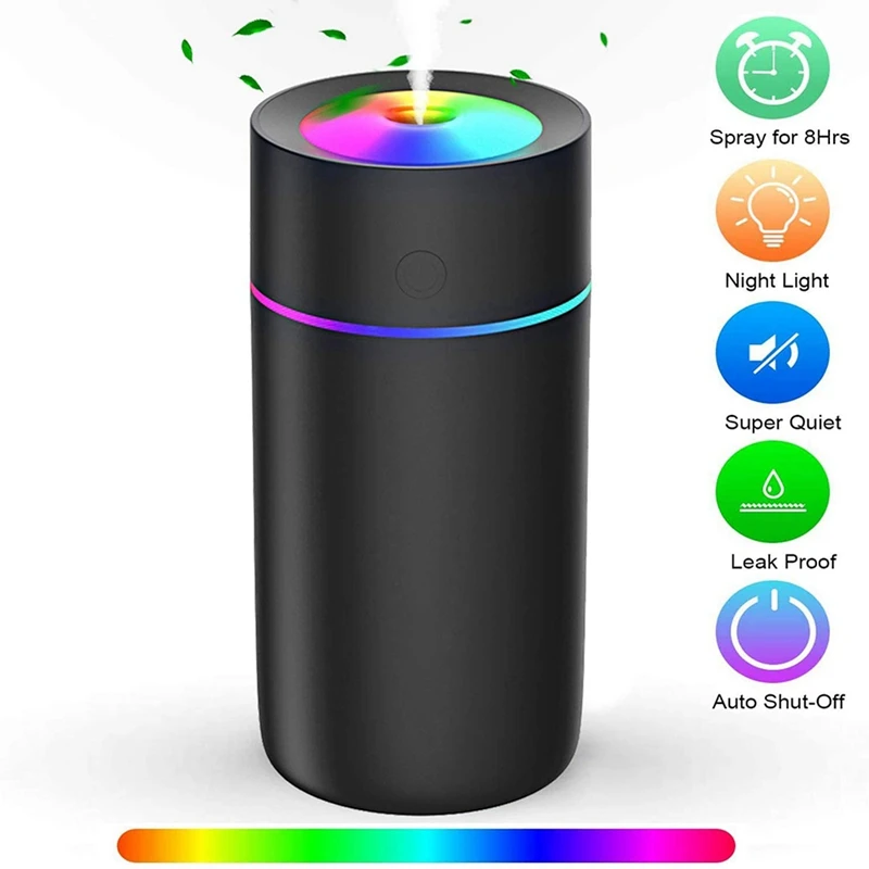 

USB Humidifier Mini Humidifier 320Ml, Adjustable Fog Light Mode, Suitable for Bedroom, Office, Car