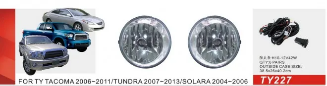 

Qirun fog lamp assembly lights+covers+wires+switch for Toyota TACOMA2006-2011/TUNDRA 2007-2013/SOLARA 2004-2006