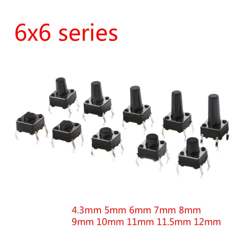 50 шт. 6x6 мм панель PCB 6X6X5/4 3/6/7/8/9/10/12 тактовый переключатель 12 В 4 контакта DIP микро для