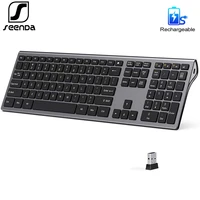 seenda rechargeable usb wireless keyboard full size silent click keyboard for computer laptop pc 2 4g wireless keyboard office