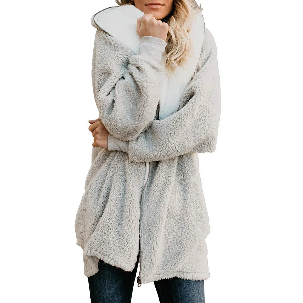 Осенне зимнее Новое Женское повседневное длинное однотонное меховое пальто на